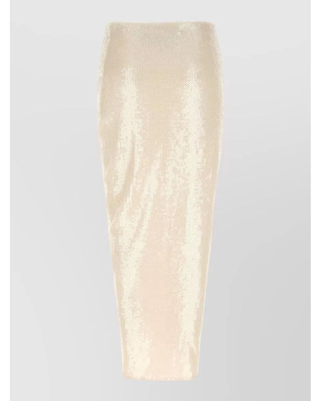 ROTATE BIRGER CHRISTENSEN White Sequin Knot Fitted Skirt