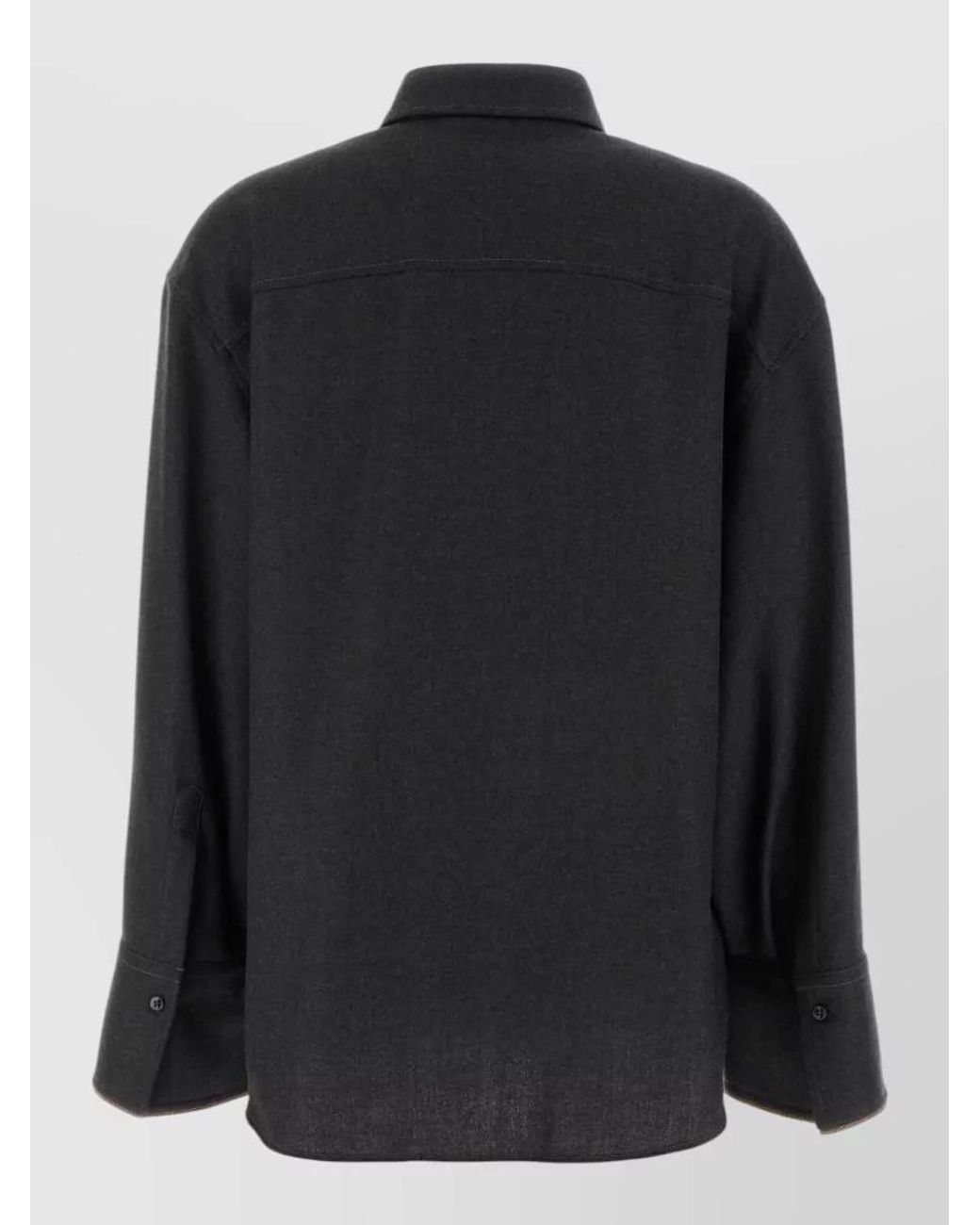 Brunello Cucinelli Black Wool Long-Sleeve Shirt for men