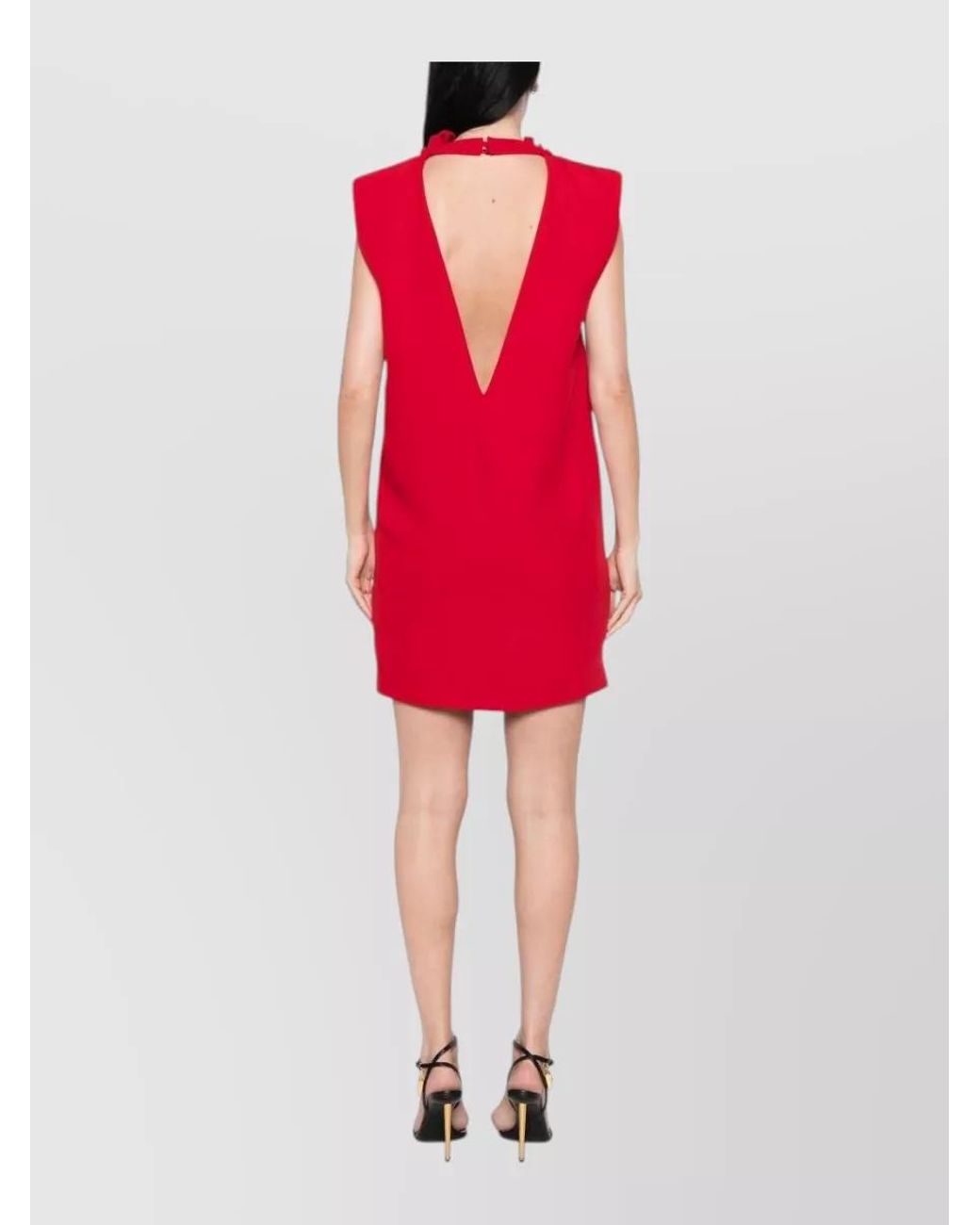 Valentino Red Silk Draped Sleeveless Mini Dress