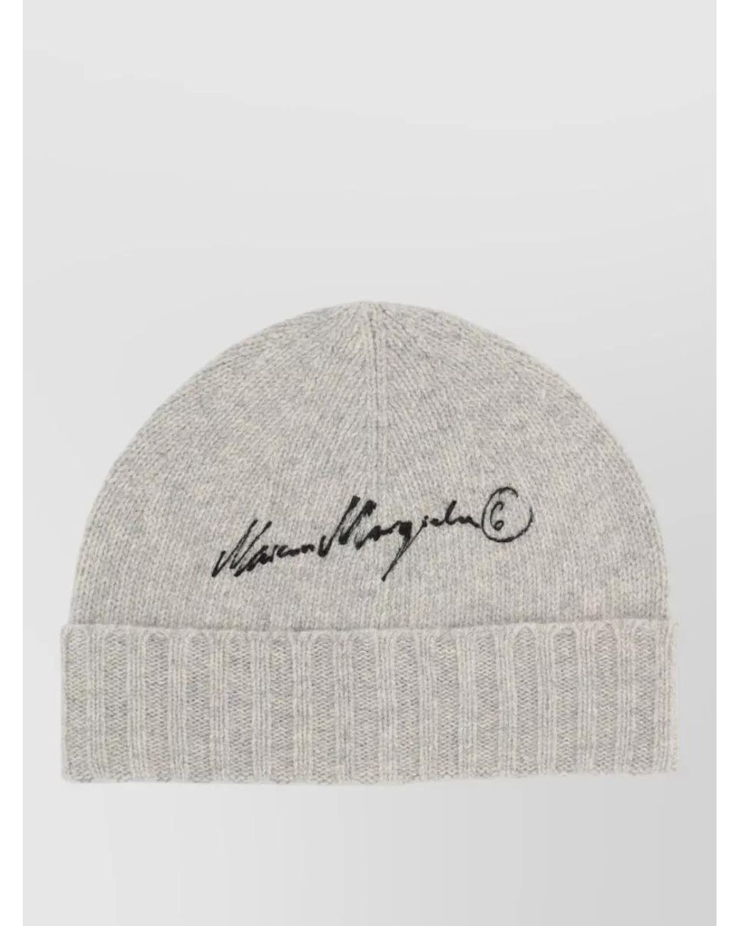 MM6 by Maison Margiela Gray Ribbed Wool Beanie