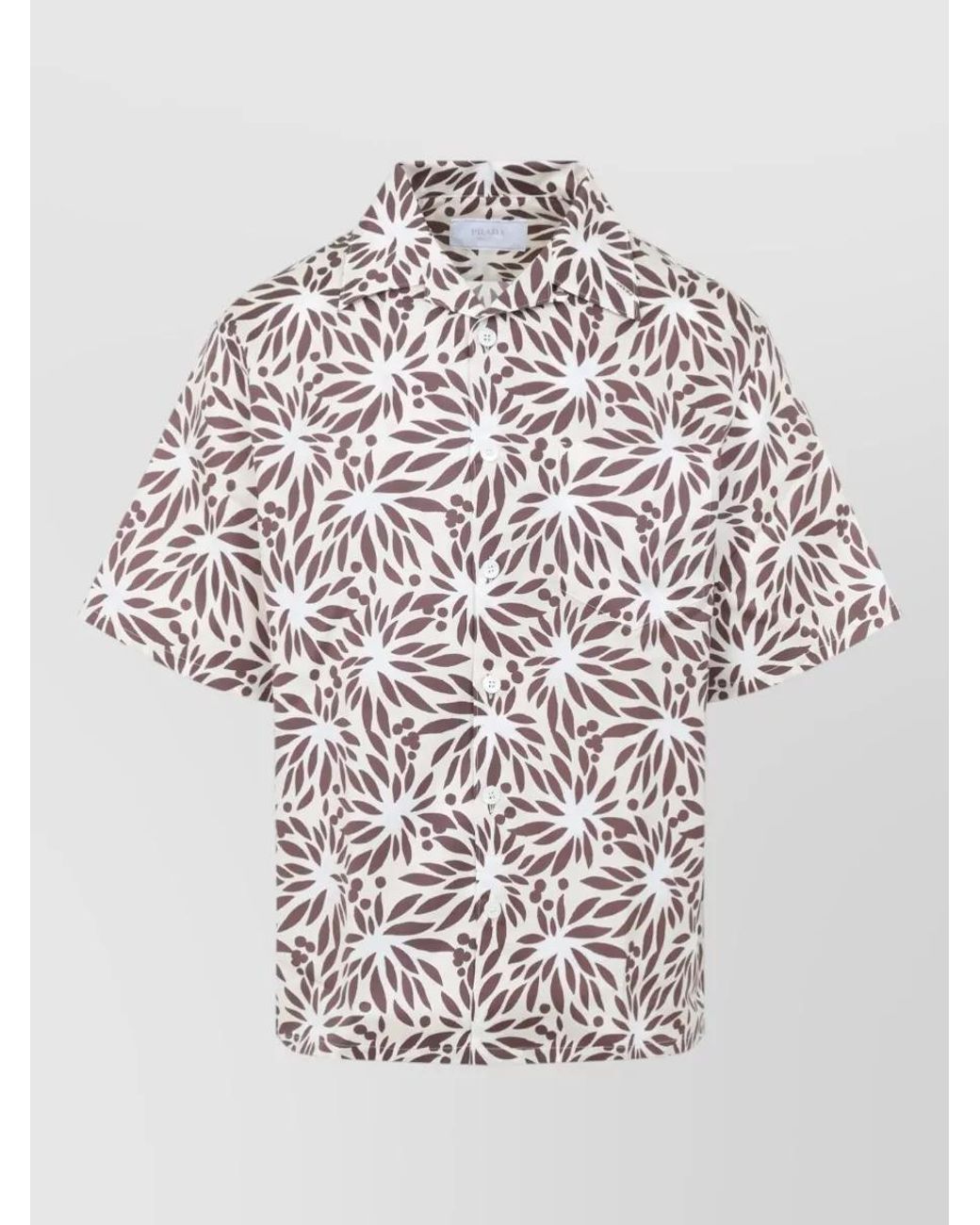 Prada White Silk Blend Printed Bowling Shirt for men