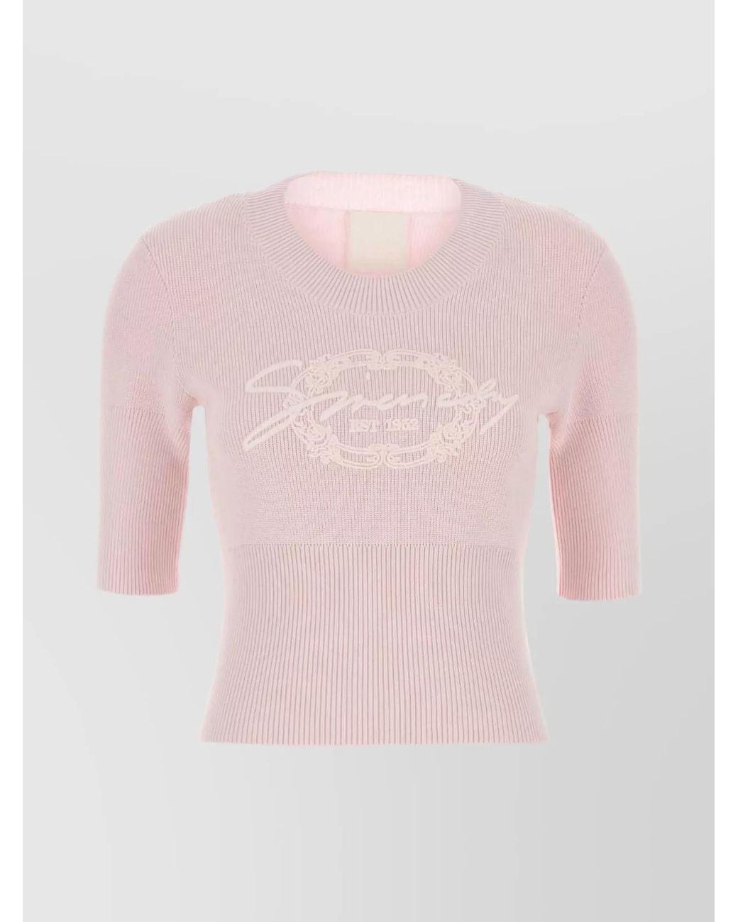 Givenchy Pink Crewneck Half-Sleeve Knitted Top