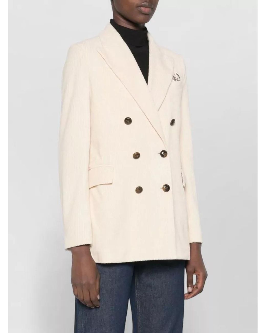 Circolo 1901 Natural Cotton Corduroy Double-Breasted Jacket