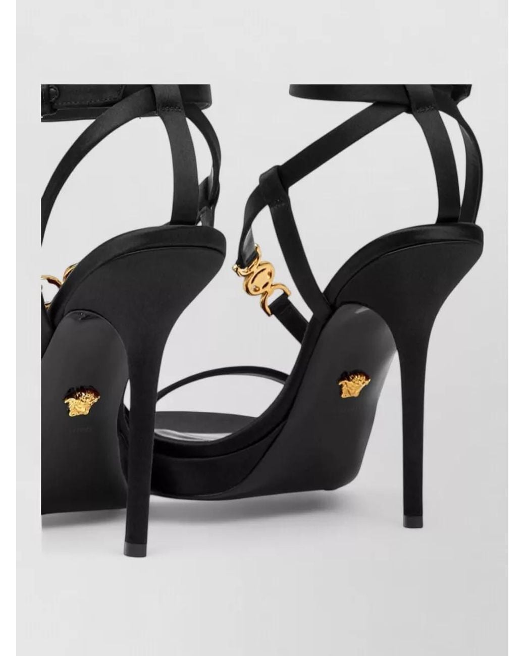 Versace Black Crystal Embellished Satin Platform Sandals