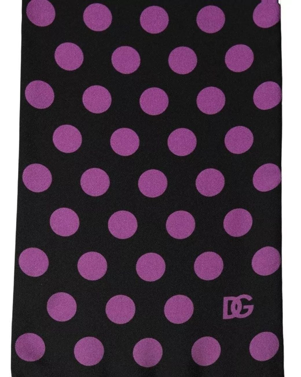 Dolce & Gabbana Blue Silk Polka-Dot Fringed Scarf for men