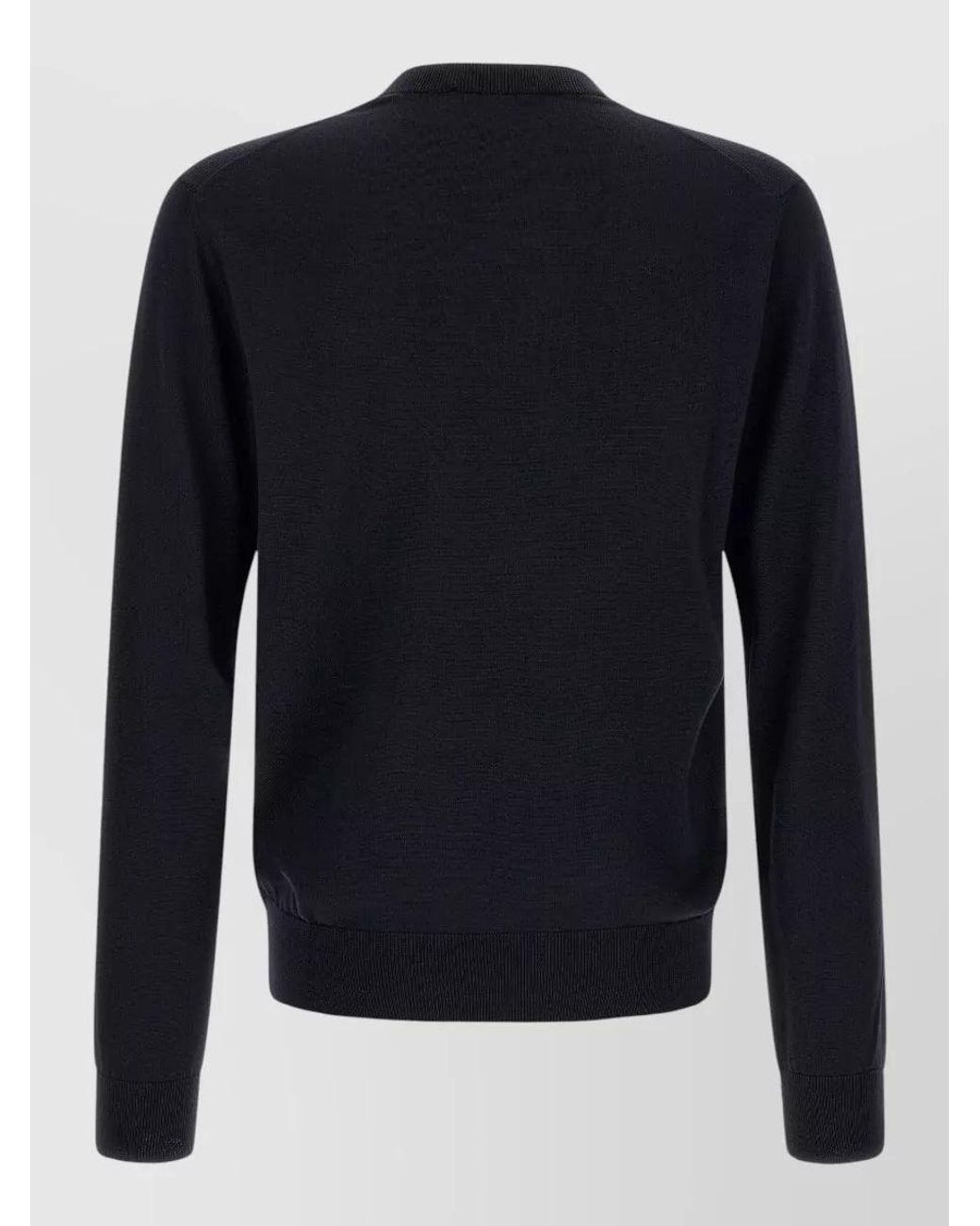 Dolce & Gabbana Blue Virgin Wool Ribbed Crew Neck Sweater for men