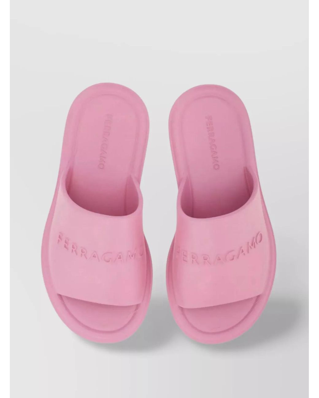 Ferragamo Pink Rubber Logo-Detail Slider Sandals