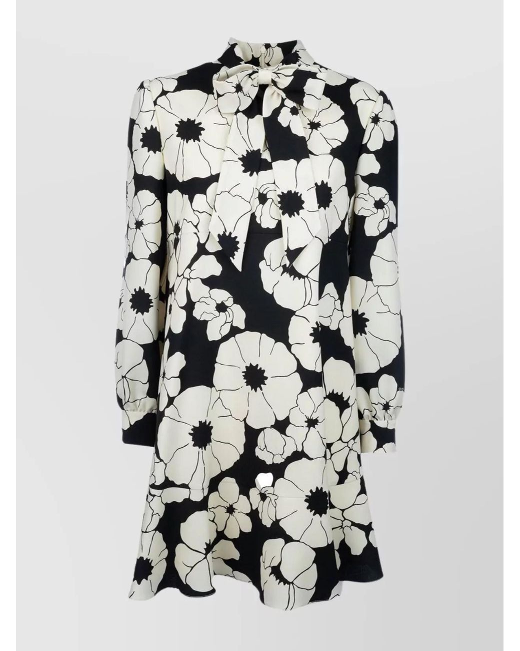 Céline White Floral-Print Long-Sleeve Mini Dress
