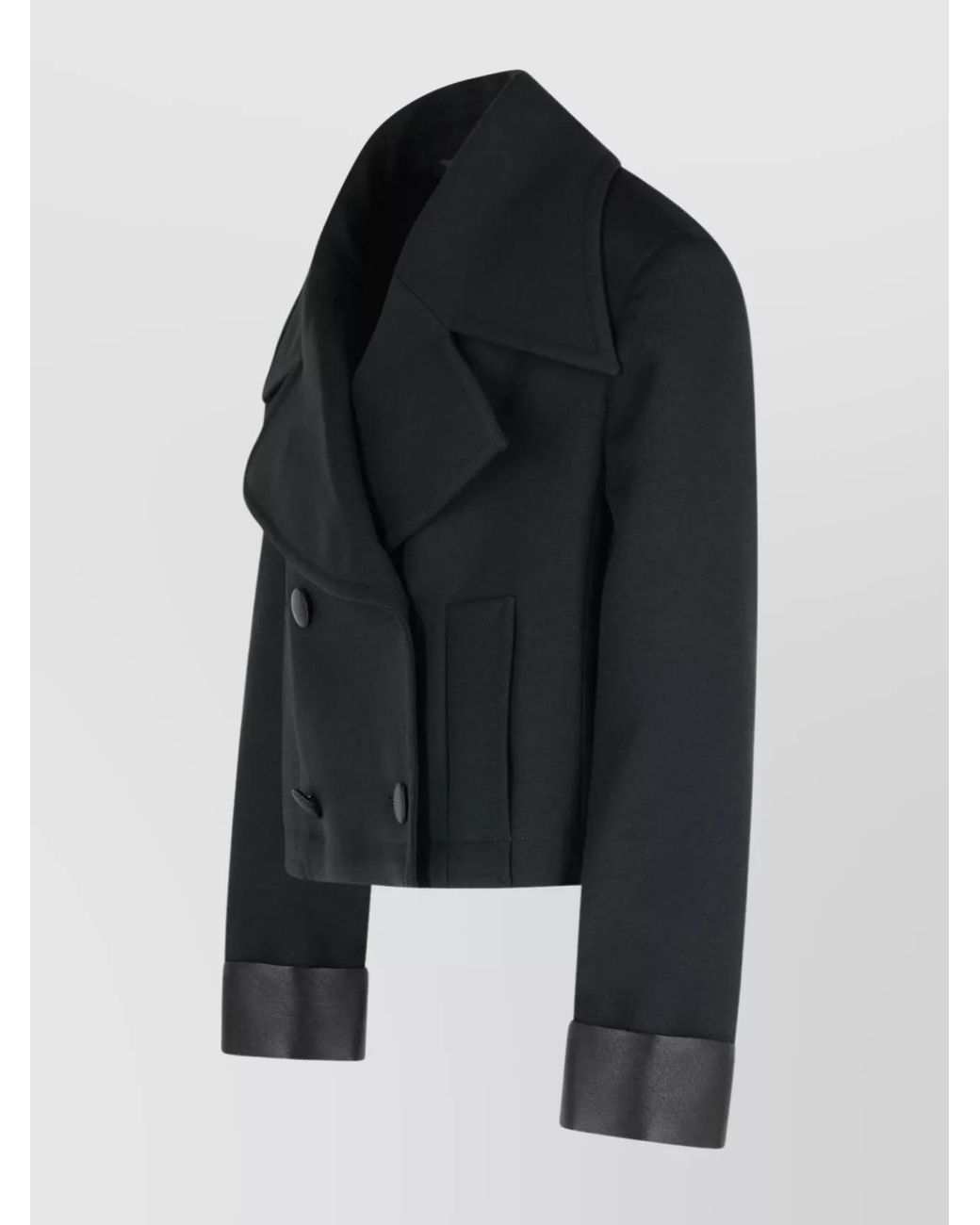 Dolce & Gabbana Black Wool Silk Double-Breasted Cropped Jacket