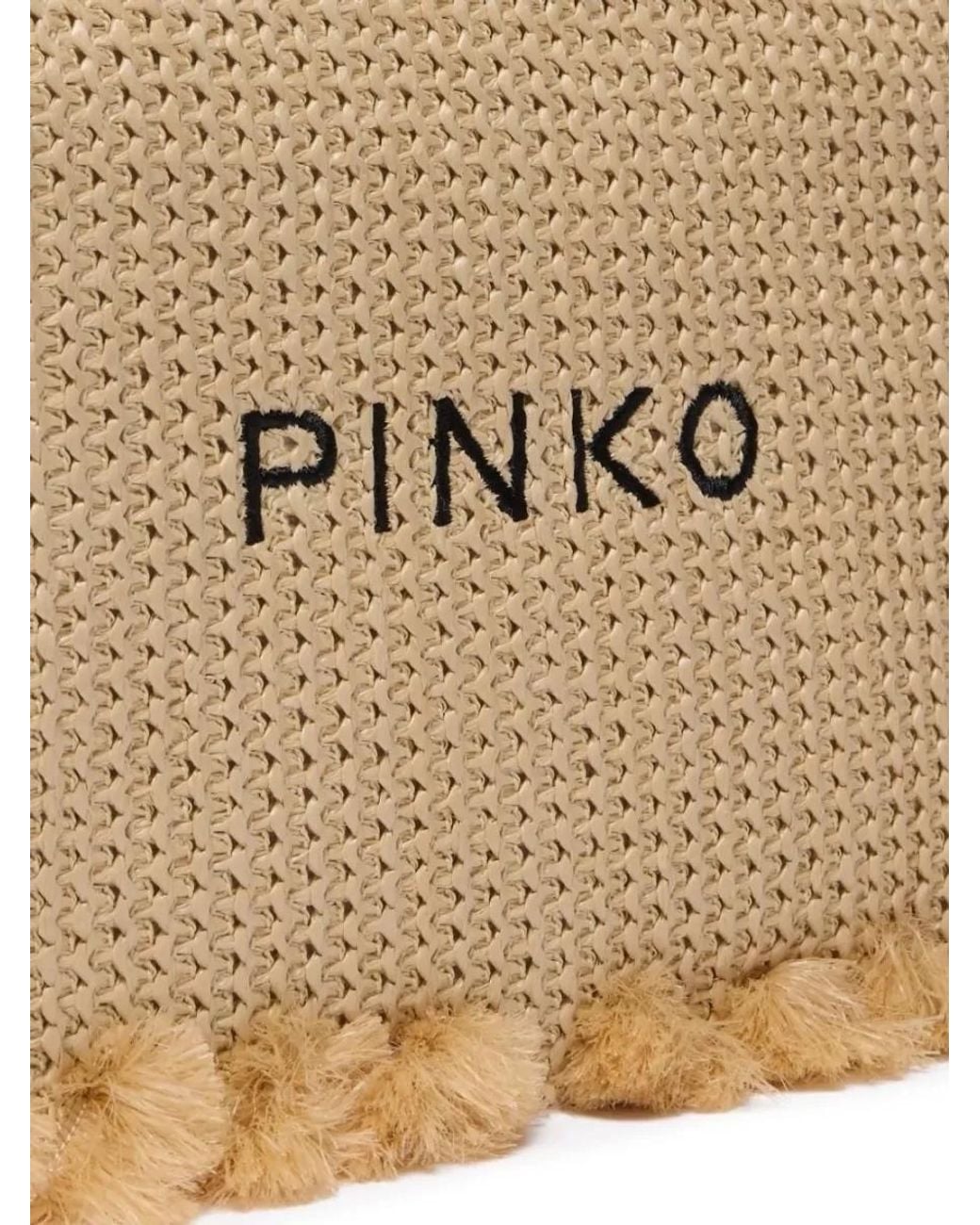 Pinko Natural Love Bag Flat Raffia Clutch Bag