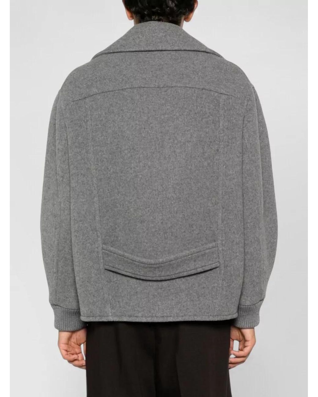 Moschino Gray Double Breasted Coat for men