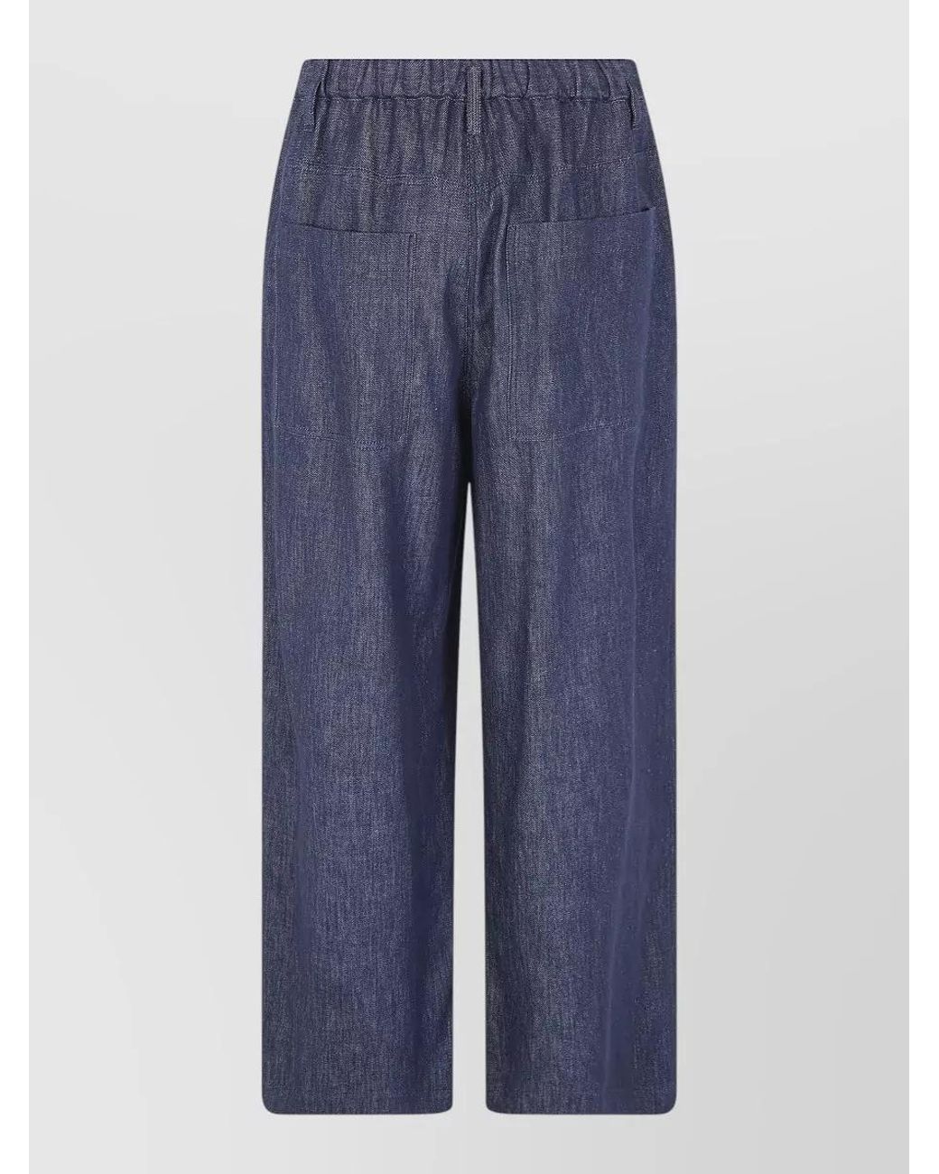Brunello Cucinelli Blue Cropped Wide-Leg Trousers