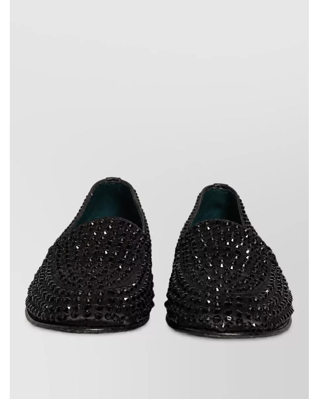 Dolce & Gabbana Black Leather Crystal Embellished Slippers for men