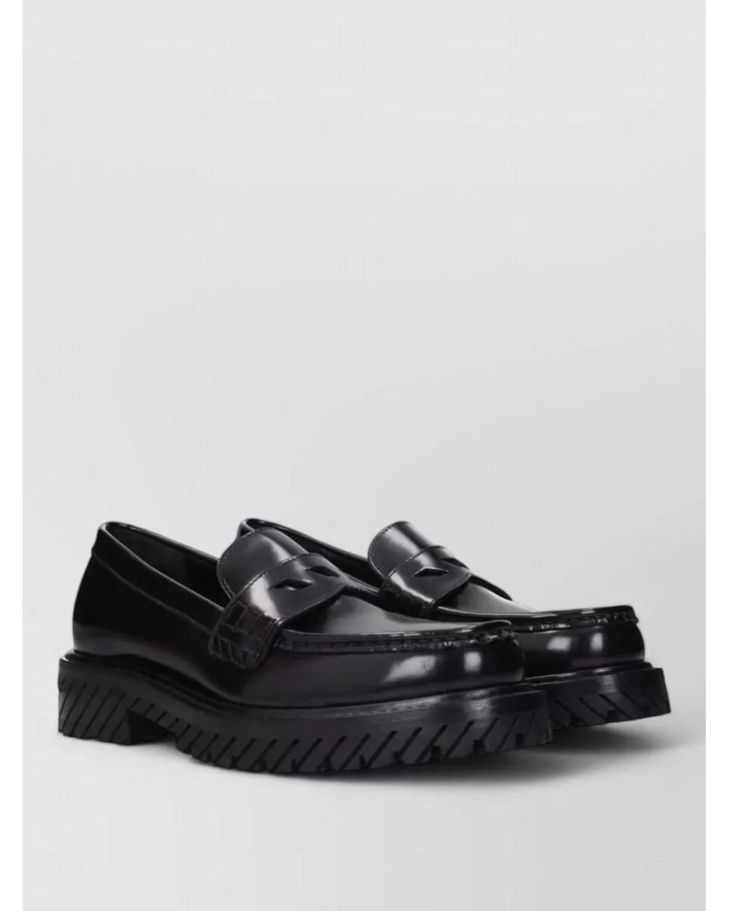 Off-White c/o Virgil Abloh Black Leather Slip-On Loafers