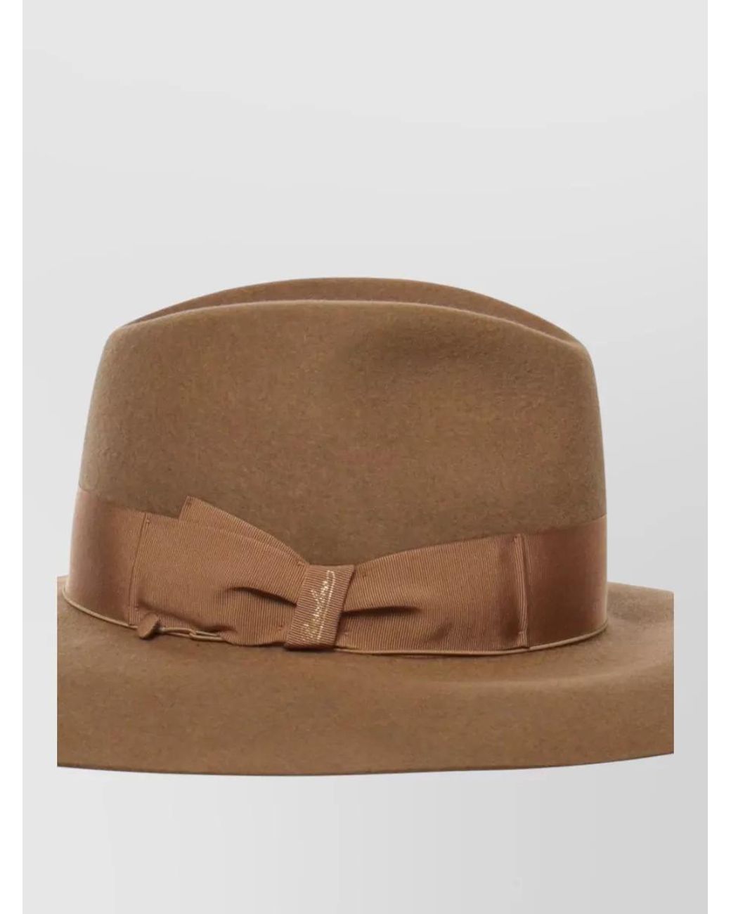 Borsalino Brown Rabbit Fur Wide Brim Fedora Hat