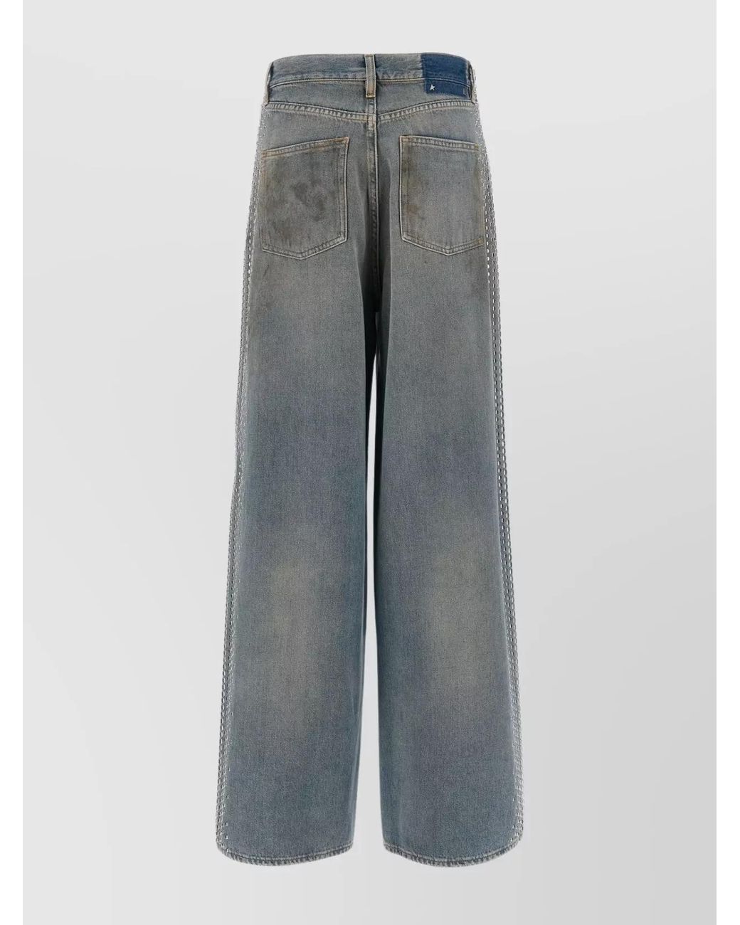 Golden Goose Deluxe Brand Blue Studded Wide-Leg Denim Boyfriend Jeans