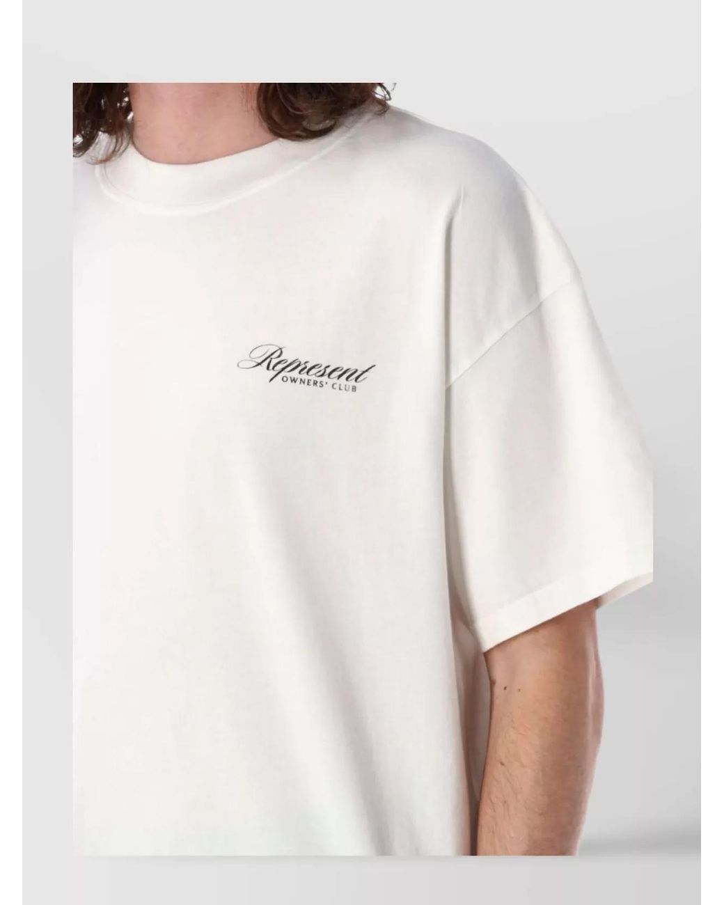 Represent White Cotton Oversized Logo Print T-Shirt for men