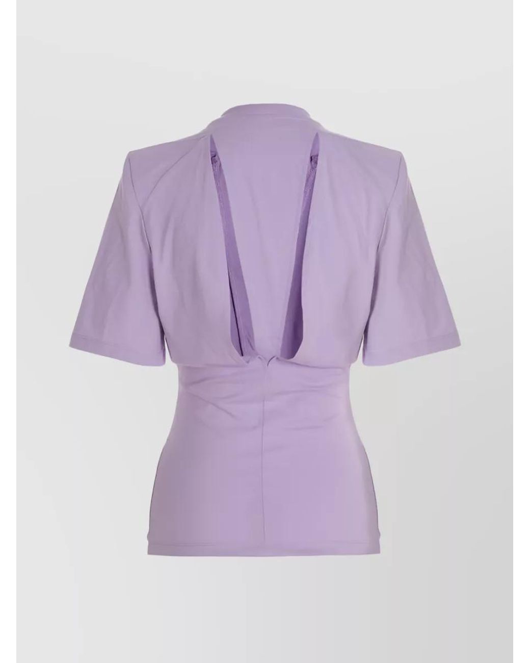 The Attico Purple Cotton Ribbed Crew-Neck Padded-Shoulder Cutout T-Shirt