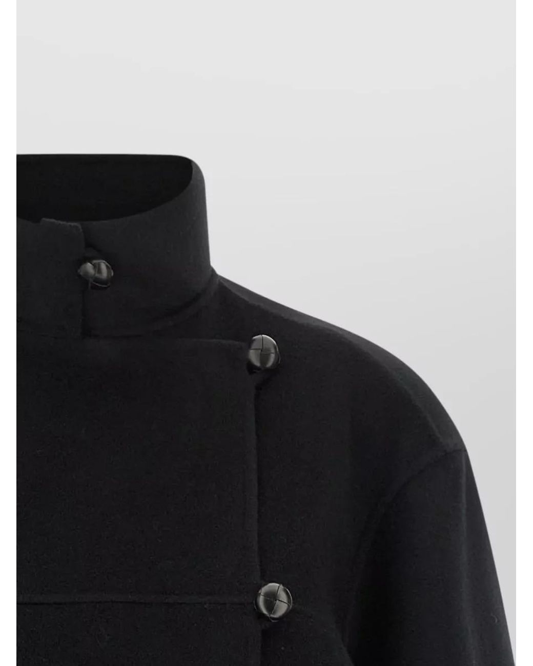 Rohe Black Cashmere Wool Asymmetric High-Collar Jacket