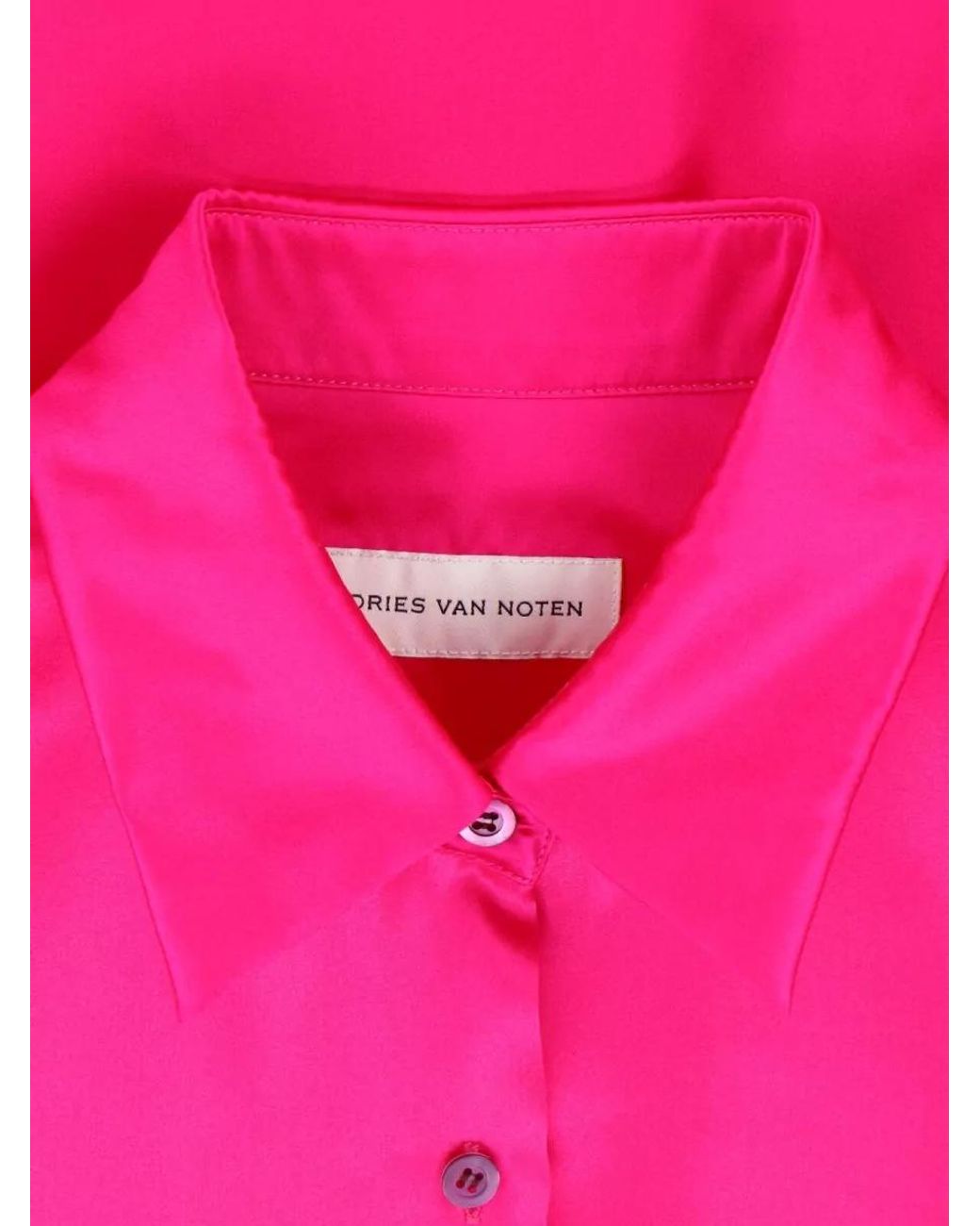 Dries Van Noten Pink Silk Oversized Long-Sleeve Shirt