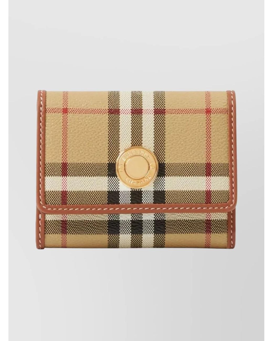 Burberry Natural Checked Tri Fold Wallet