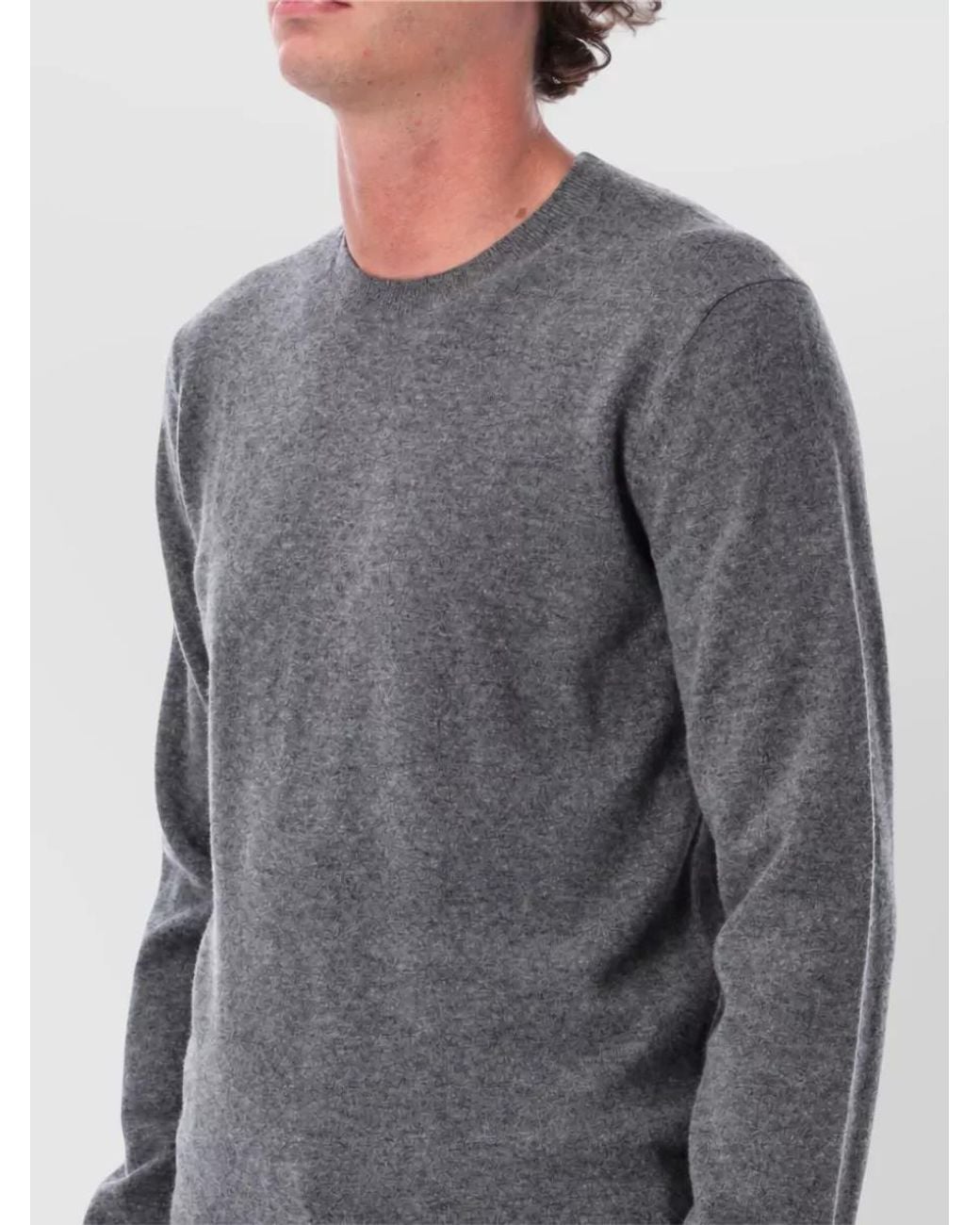 Comme des Garçons Gray Wool Ribbed Crewneck Sweater for men