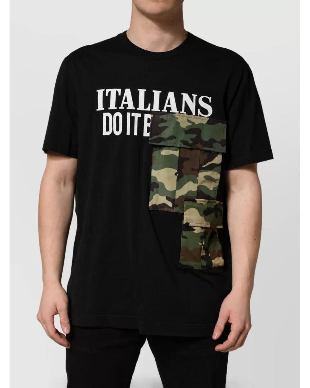 Dolce & Gabbana Black Camouflage Graphic Crewneck T-Shirt for men