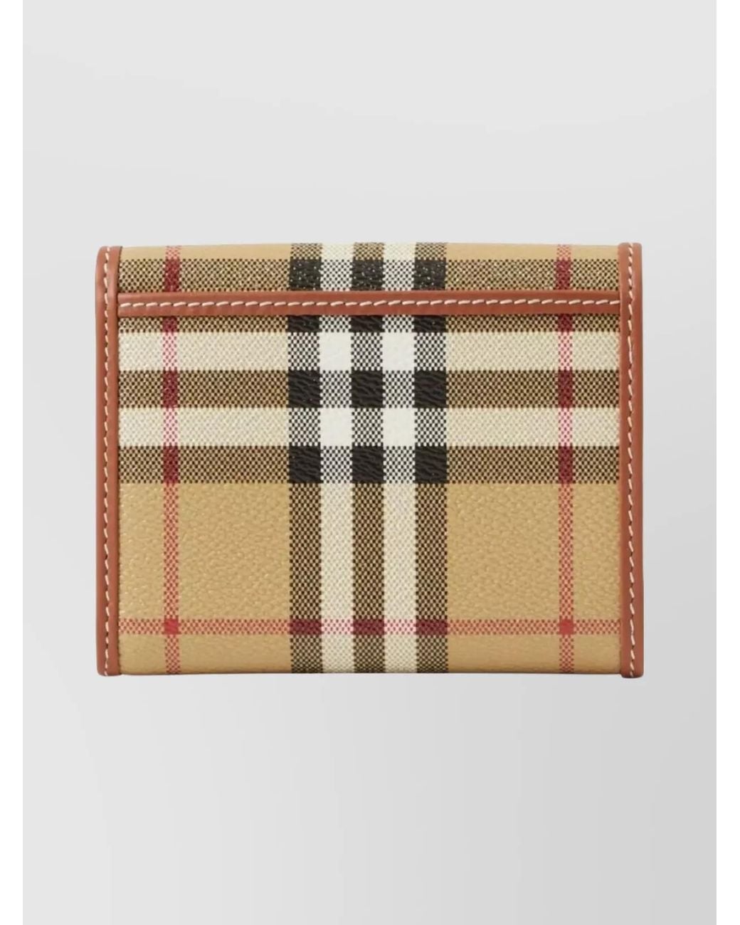 Burberry Natural Checked Tri Fold Wallet