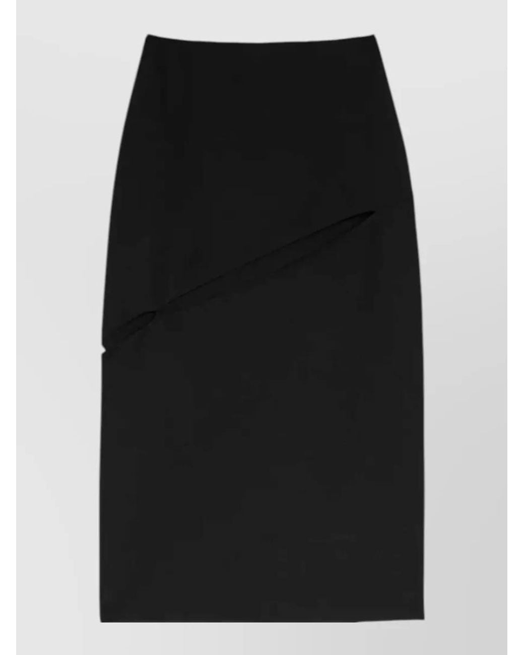 Jil Sander Black Wool Blend Cutout Midi Skirt