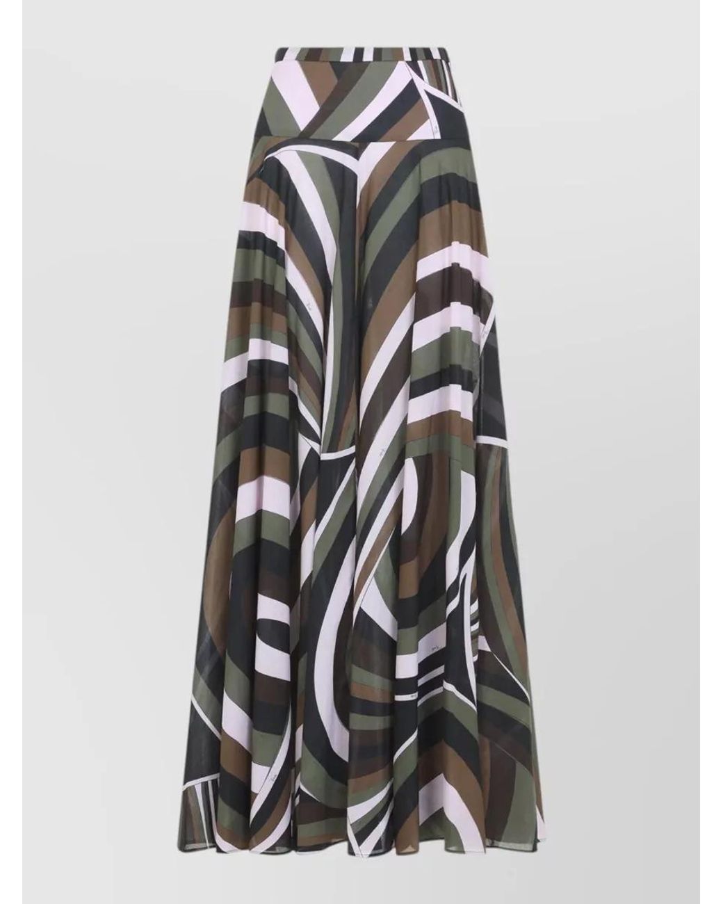 Emilio Pucci White Printed Paneled Flared Maxi Skirt