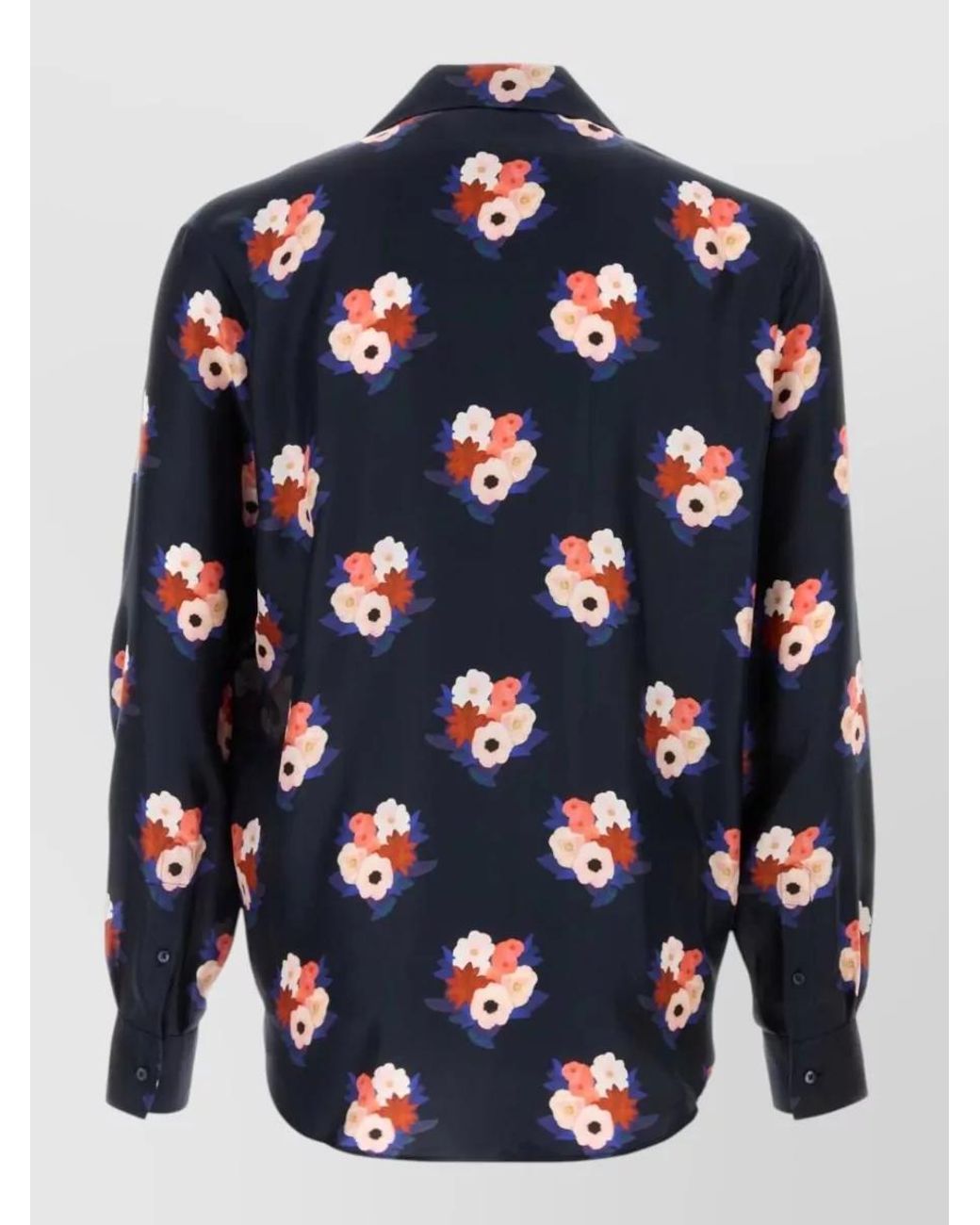 Fendi Blue Silk Printed Shirt for men