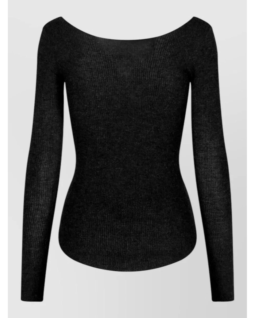 Isabel Marant Black Cashmere Silk Boat Neck Long Sleeve Top