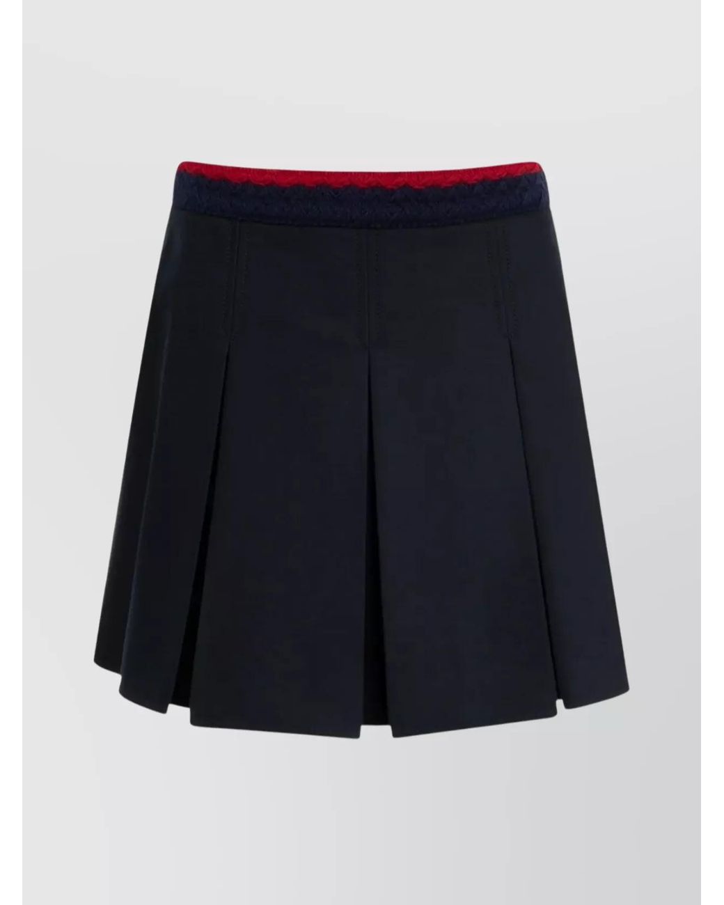 Moncler Blue Box-Pleat A-Line Skirt