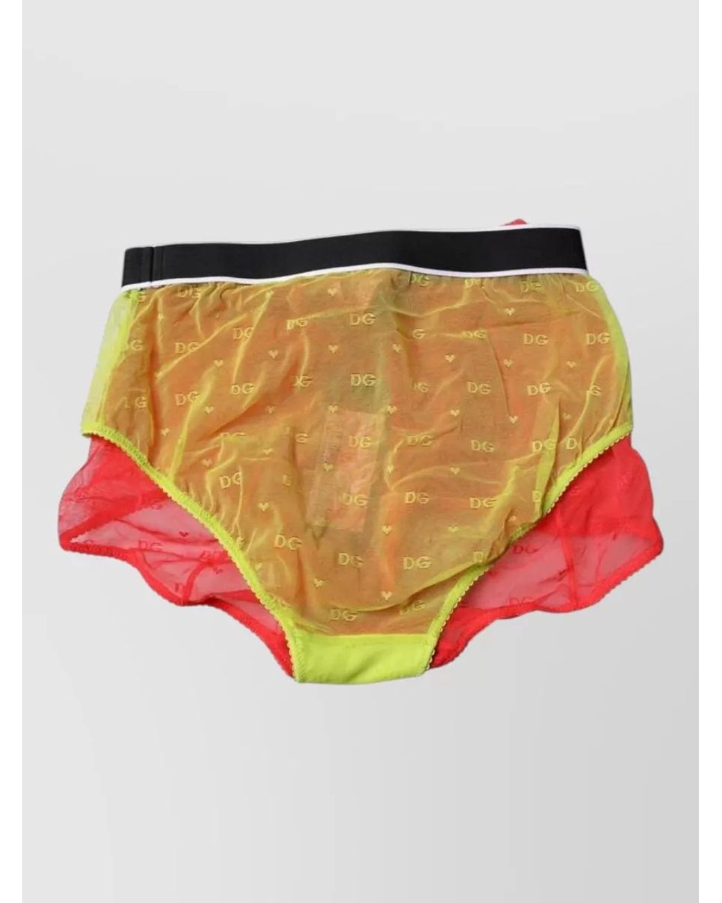 Dolce & Gabbana Red Logo Tulle Mid-Rise Briefs