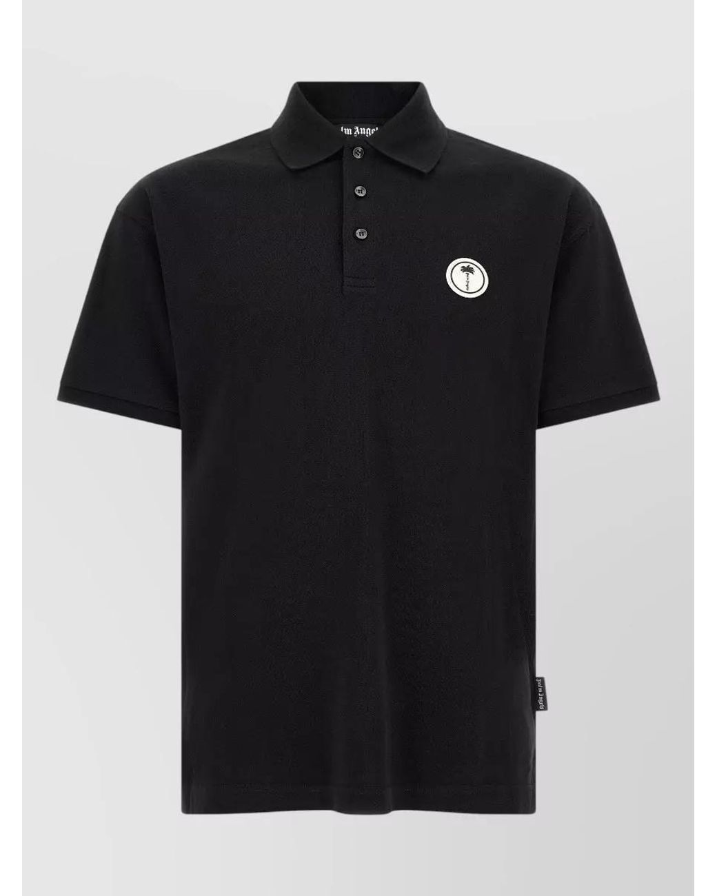 Palm Angels Black Logo Patch Polo Shirt for men