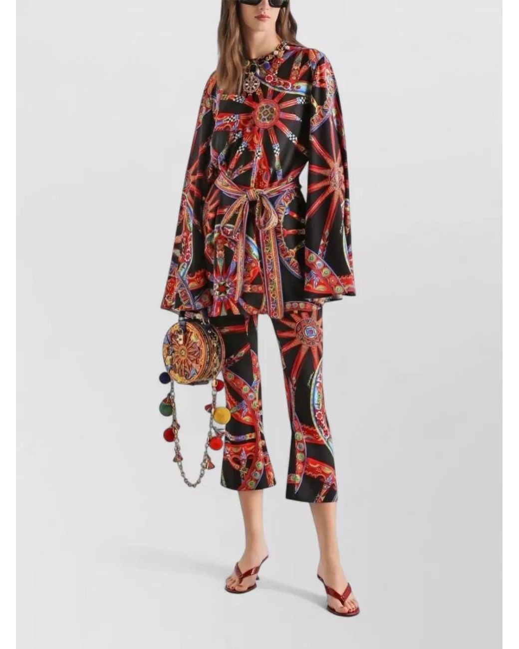 Dolce & Gabbana Silk Carretto Print Flared Trousers