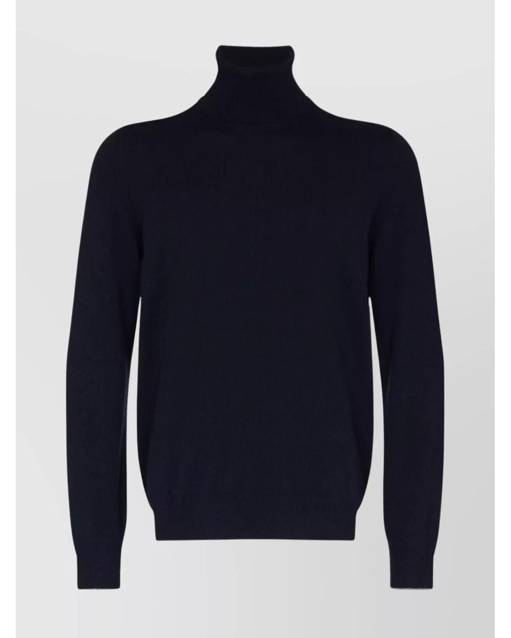 Brunello Cucinelli Blue Cashmere Ribbed Turtleneck Jumper for men