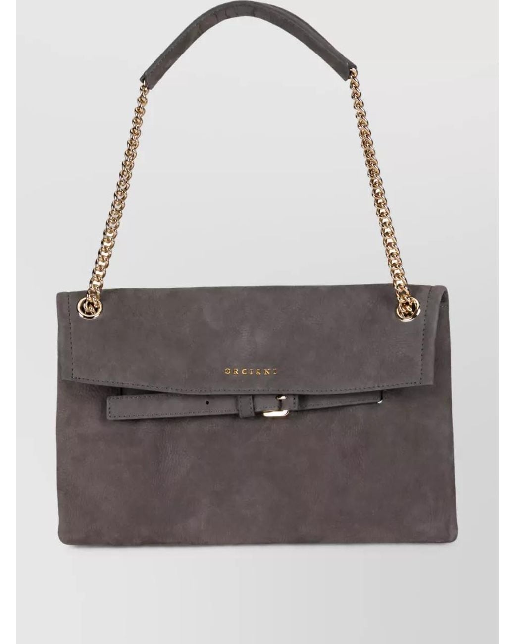 Orciani Gray Leather Venus Nabucco Small Shoulder Bag