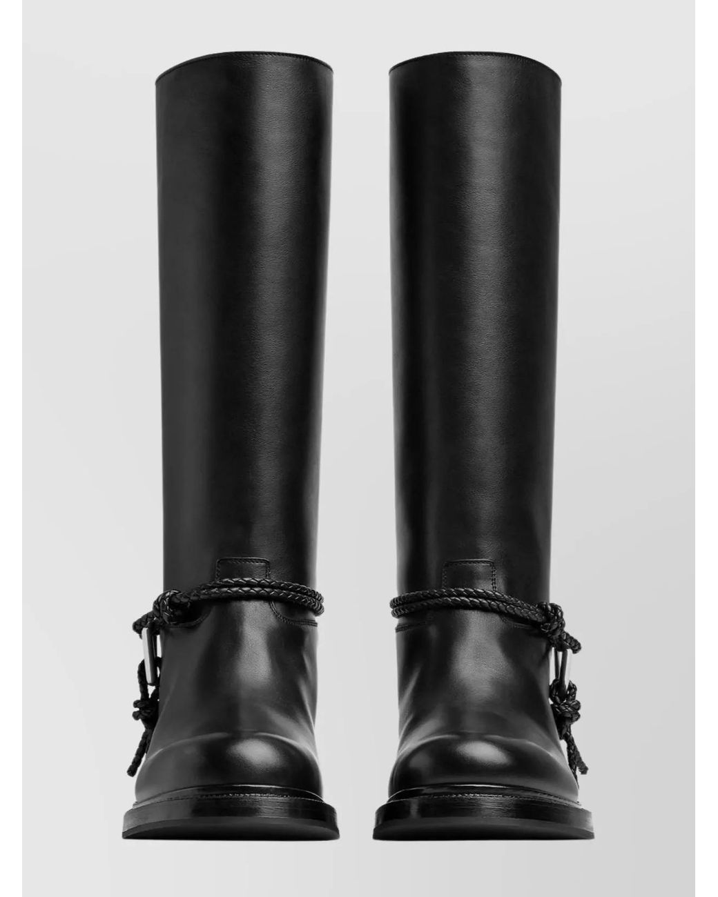 Bottega Veneta Black Calf Leather Knee-High Boots