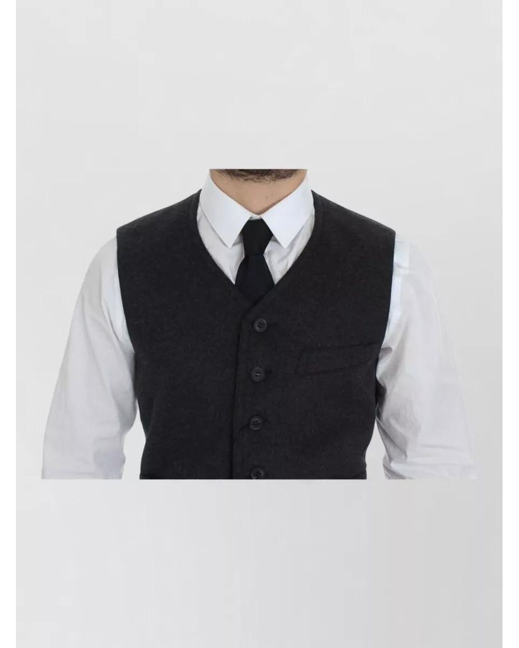 Dolce & Gabbana Blue Wool Blend V-Neck Waistcoat for men