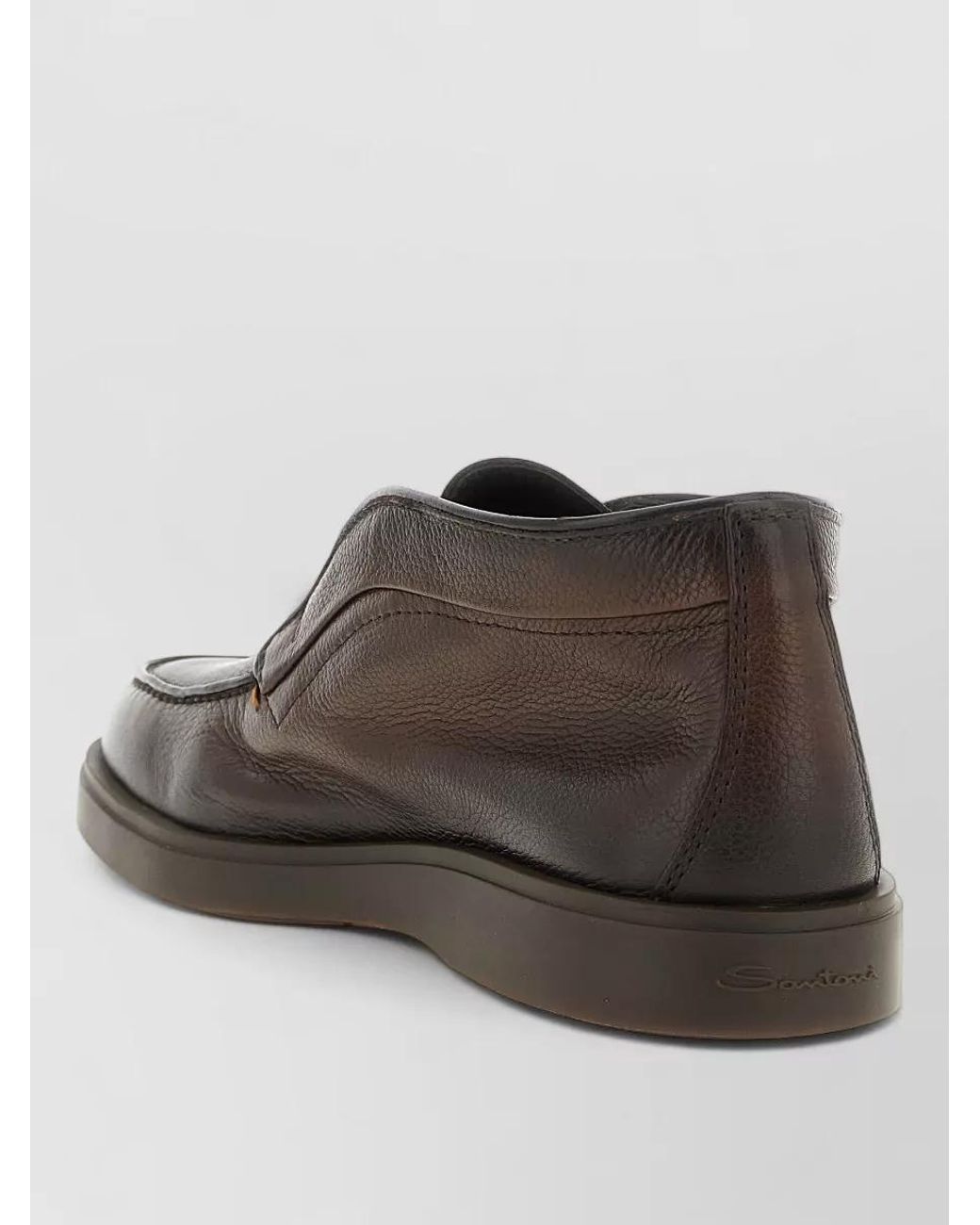 Santoni Brown Leather Ankle Boots for men