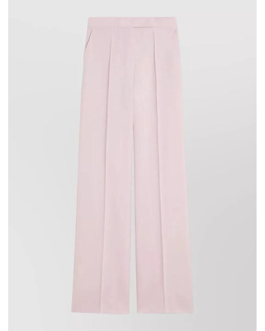 Max Mara Pink Silk Blend High-Rise Wide-Leg Trousers