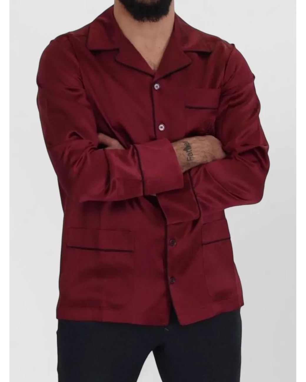 Dolce & Gabbana Red Silk Lounge Pajama Shirt for men