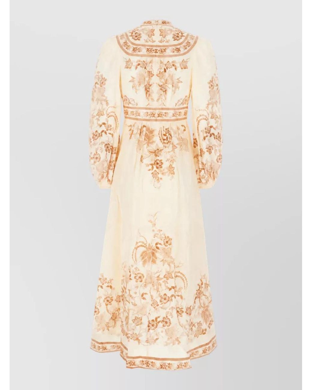 Zimmermann Natural Linen Printed Midi Dress