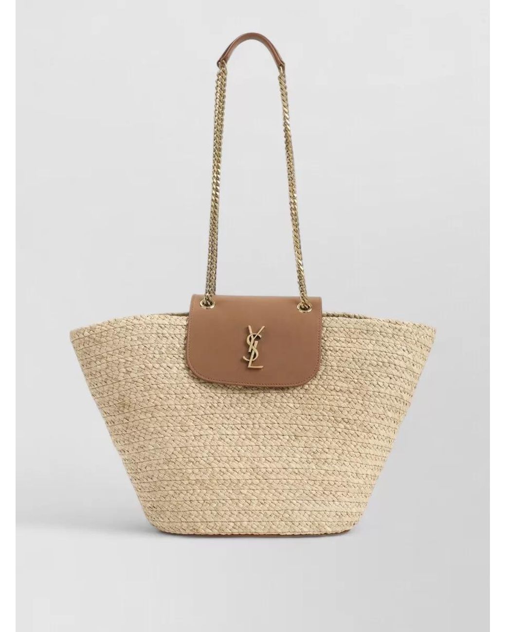 Saint Laurent Natural Raffia Basket Tote Bag