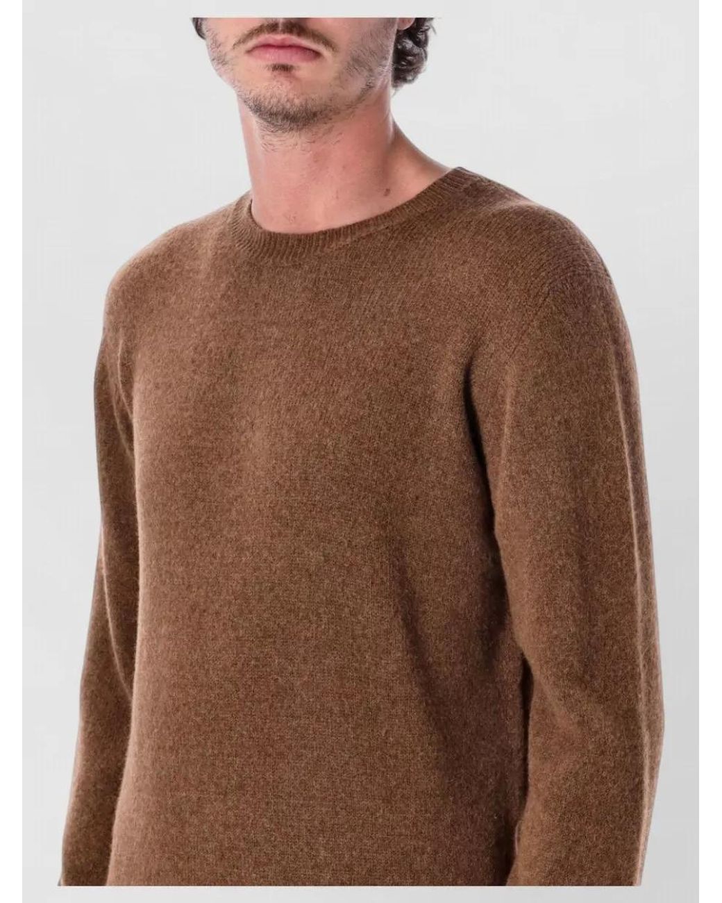 Roberto Collina Brown Wool And Camel Crewneck Jumper for men
