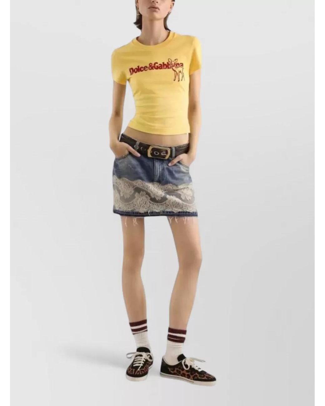 Dolce & Gabbana Blue Lace Insert Mini Skirt