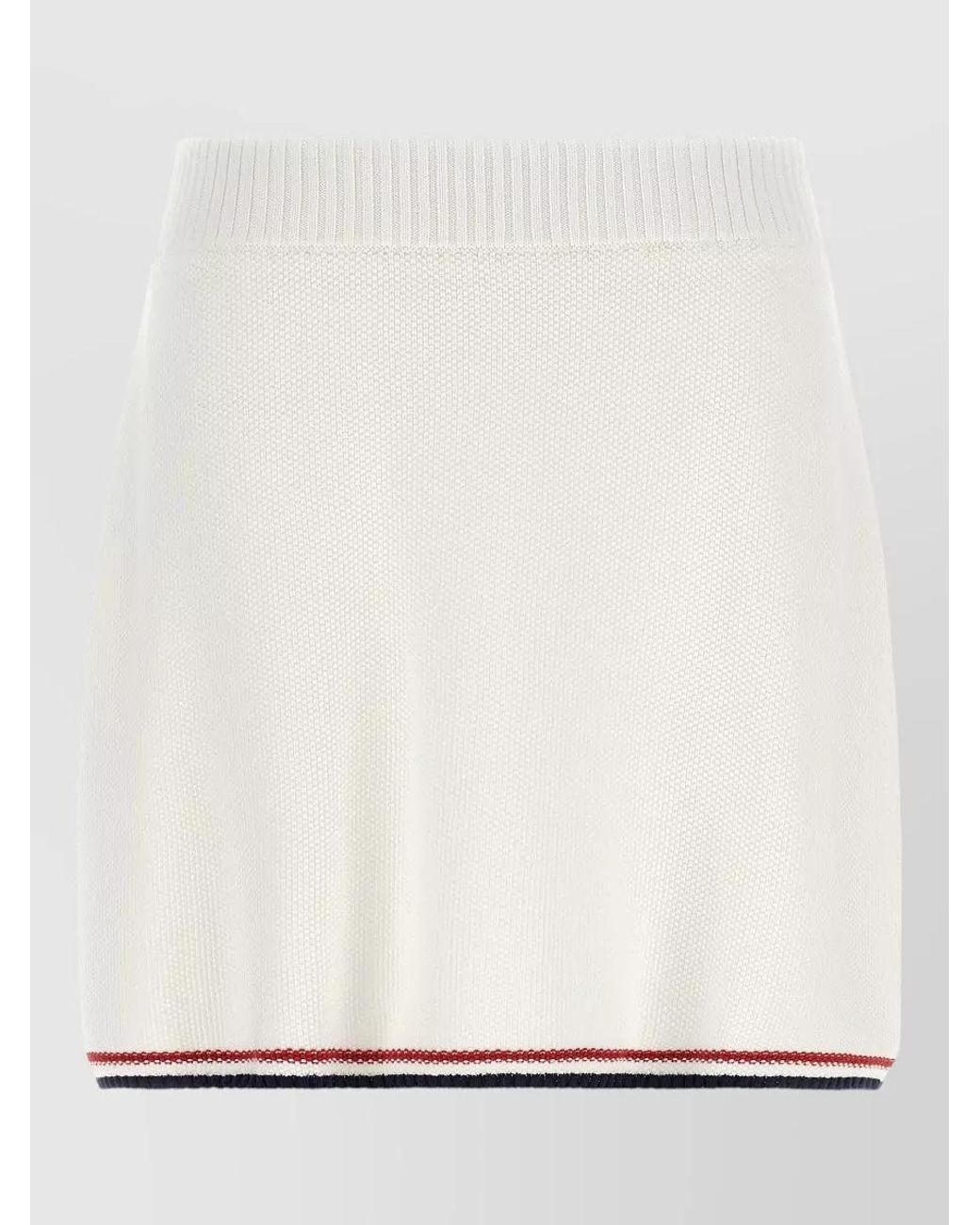 Brunello Cucinelli Natural Piqué-Knit Ribbed-Waist Striped-Hem Mini Skirt