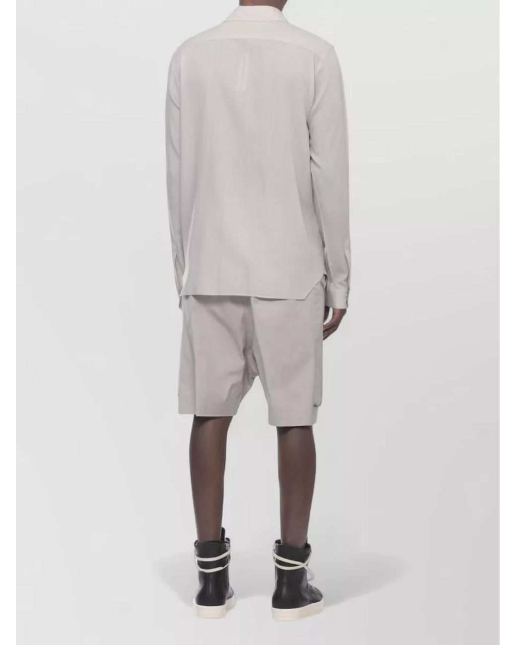 Rick Owens White Wool Long-Sleeve Shirt for men