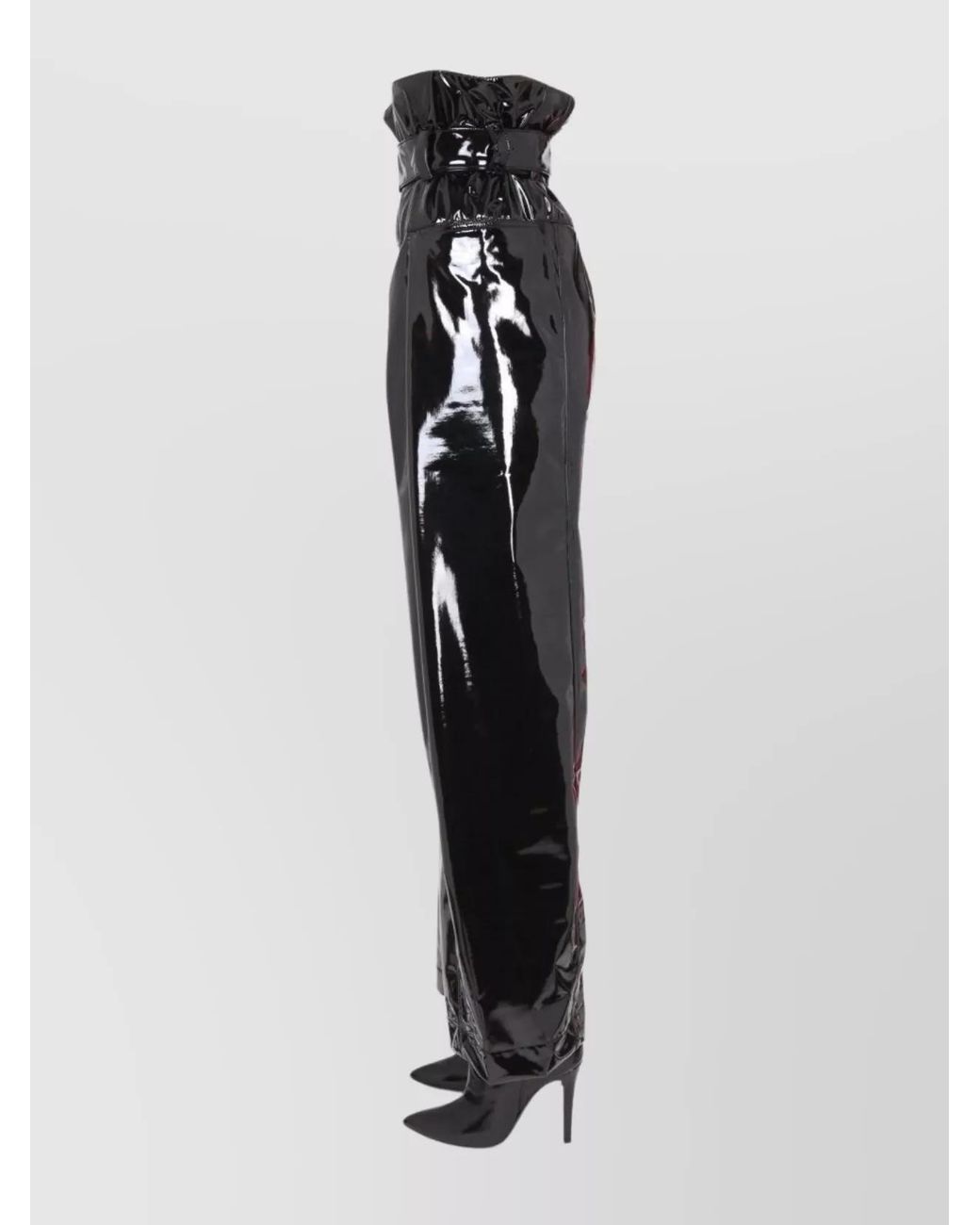 Philosophy Black Vinyl Wide-Leg Trousers